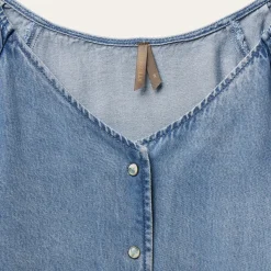 Lyocell Denim Snap Front Blouse-Stetson Sale