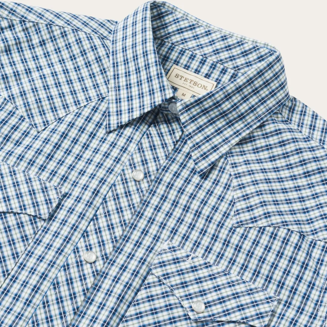 Modern Snap Front Shirt in Mini Check-Stetson Online