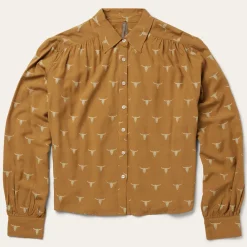 Mojave Longhorn Print Poet Blouse-Stetson New
