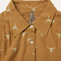 Mojave Longhorn Print Poet Blouse-Stetson Clearance