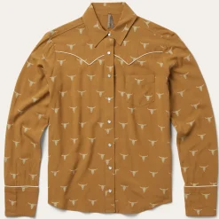 Mojave Longhorn Print Snap Western Shirt-Stetson Hot