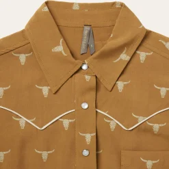 Mojave Longhorn Print Snap Western Shirt-Stetson Hot