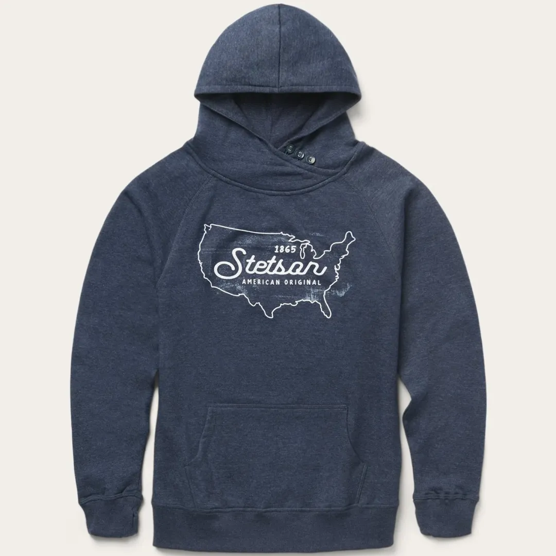 Navy Heather Fleece Knit Hooded Sweatshirt-Stetson Discount
