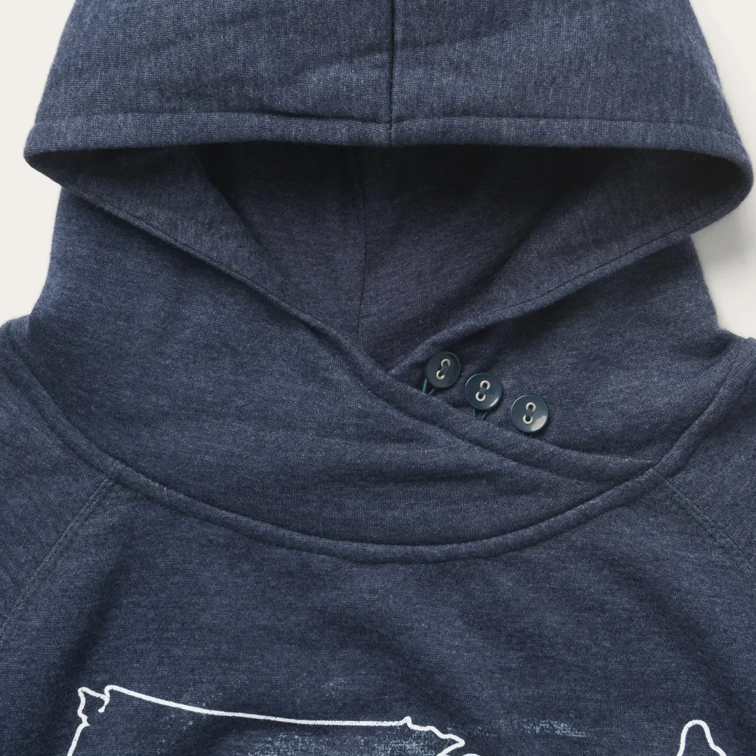 Navy Heather Fleece Knit Hooded Sweatshirt-Stetson Discount