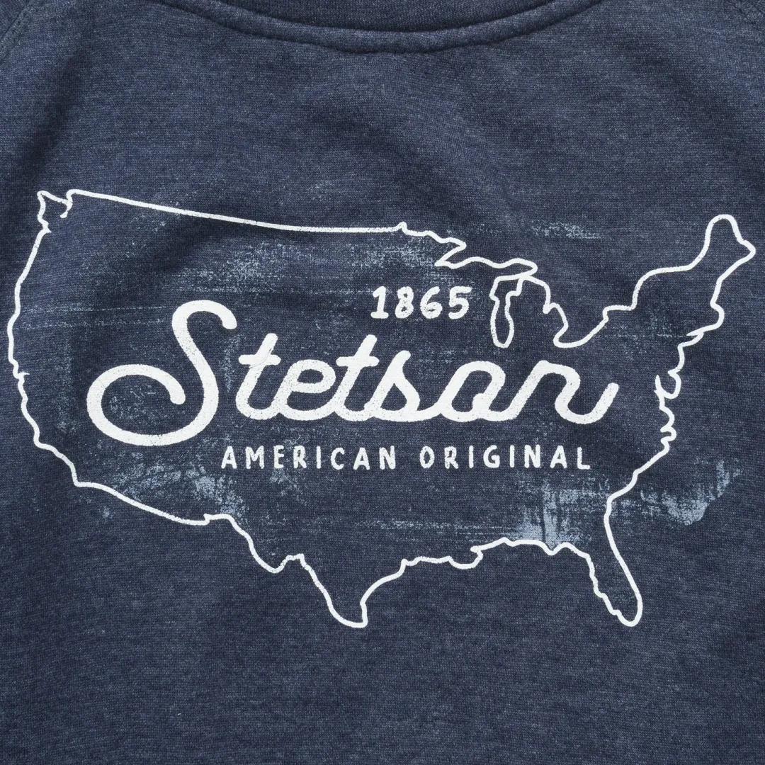 Navy Heather Fleece Knit Hooded Sweatshirt-Stetson Discount