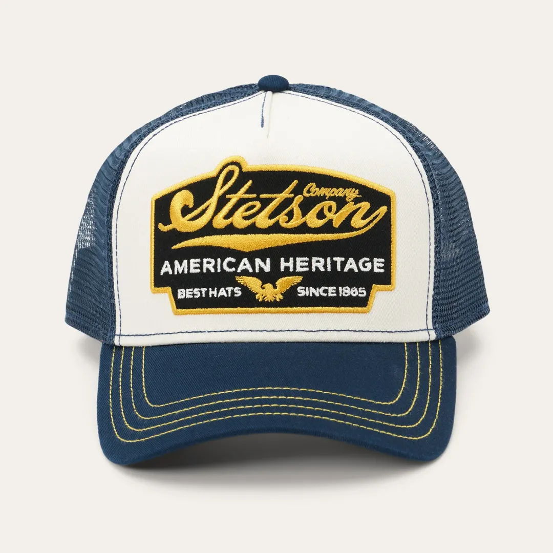 Navy Script Heritage Trucker Cap-Stetson Best