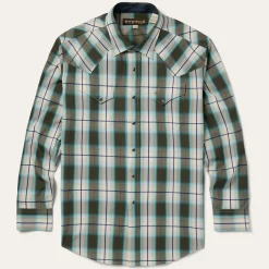Olive Ombre Plaid Western Shirt-Stetson Clearance