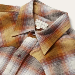 Rust Plaid Flannel Western Shirt-Stetson Clearance