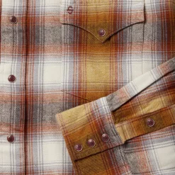 Rust Plaid Flannel Western Shirt-Stetson Clearance