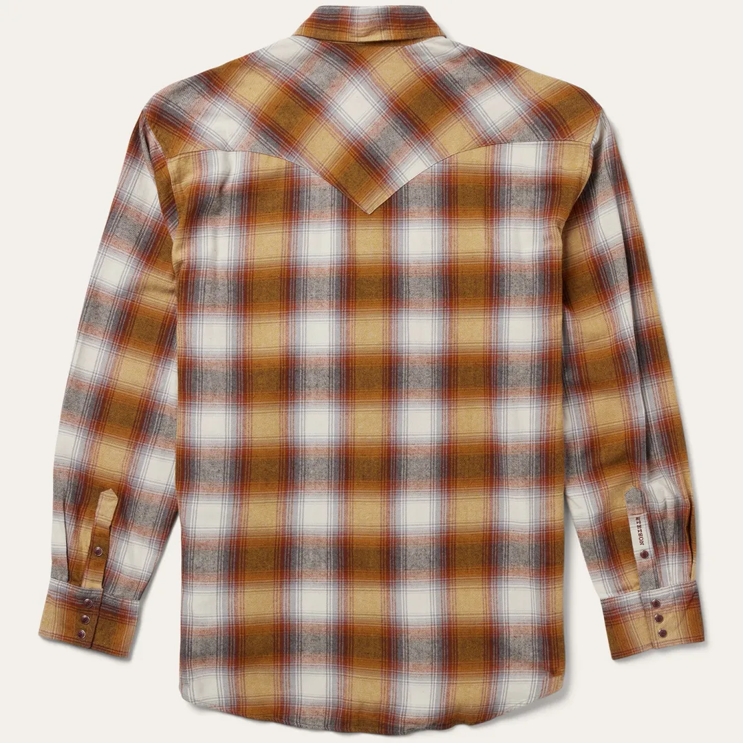 Rust Plaid Flannel Western Shirt-Stetson Outlet