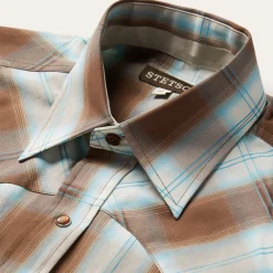 Sand Ombre Plaid Western Shirt-Stetson Outlet