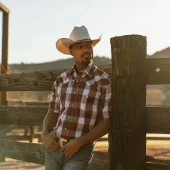 Shadow Plaid Short Sleeve Western Shirt-Stetson New