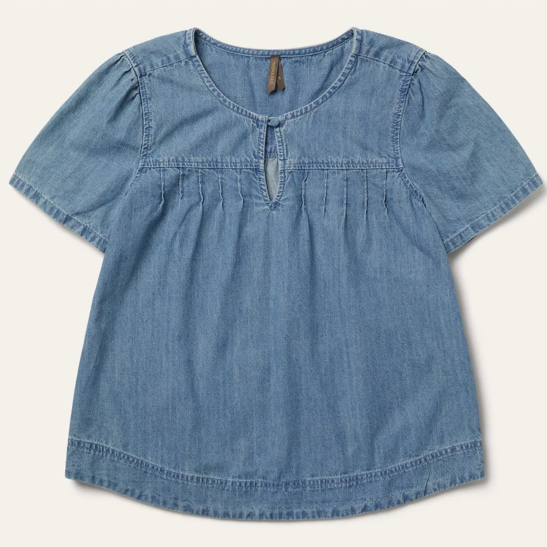 Short-Sleeved Denim Blouse-Stetson Hot