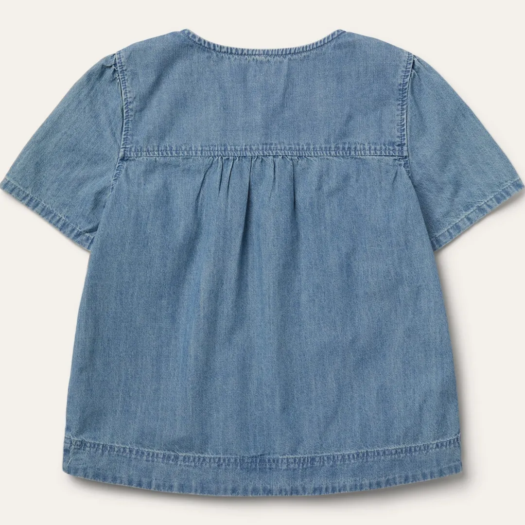 Short-Sleeved Denim Blouse-Stetson Hot