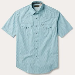 Silver Diamond Neat Print Short Sleeve Western Shirt-Stetson Discount