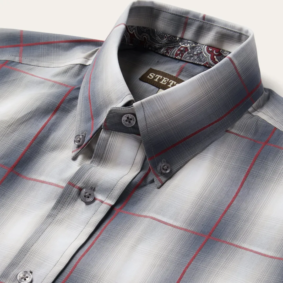 Smoke Ombre Plaid Button Front Shirt-Stetson New
