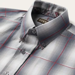 Smoke Ombre Plaid Button Front Shirt-Stetson