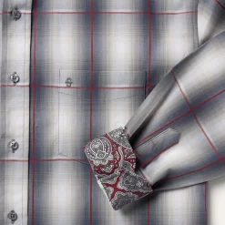 Smoke Ombre Plaid Button Front Shirt-Stetson