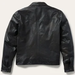 Snap Front Leather Jacket-Stetson Outlet