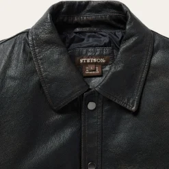 Snap Front Leather Jacket-Stetson Outlet