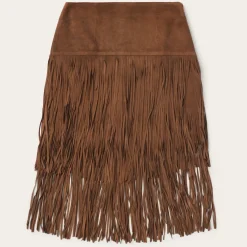 Suede Fringed Skirt-Stetson Sale