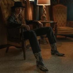 Tina  White Flame Embroidered Cowboy Boot-Stetson Discount