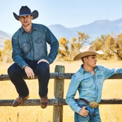 Turquoise Snap Western Denim Shirt-Stetson Online