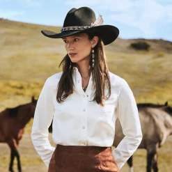 Western Embroidered Denim Shirt-Stetson Discount