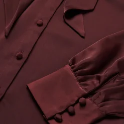 Wine Satin Blouse-Stetson Hot